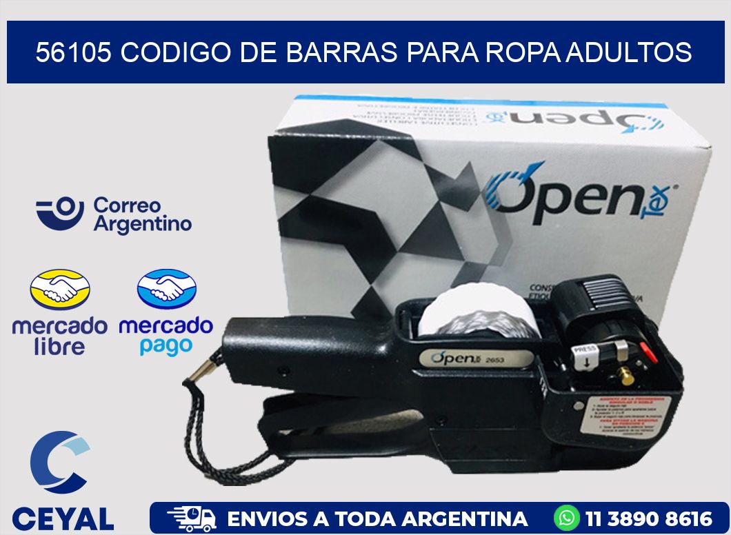 56105 CODIGO DE BARRAS PARA ROPA ADULTOS