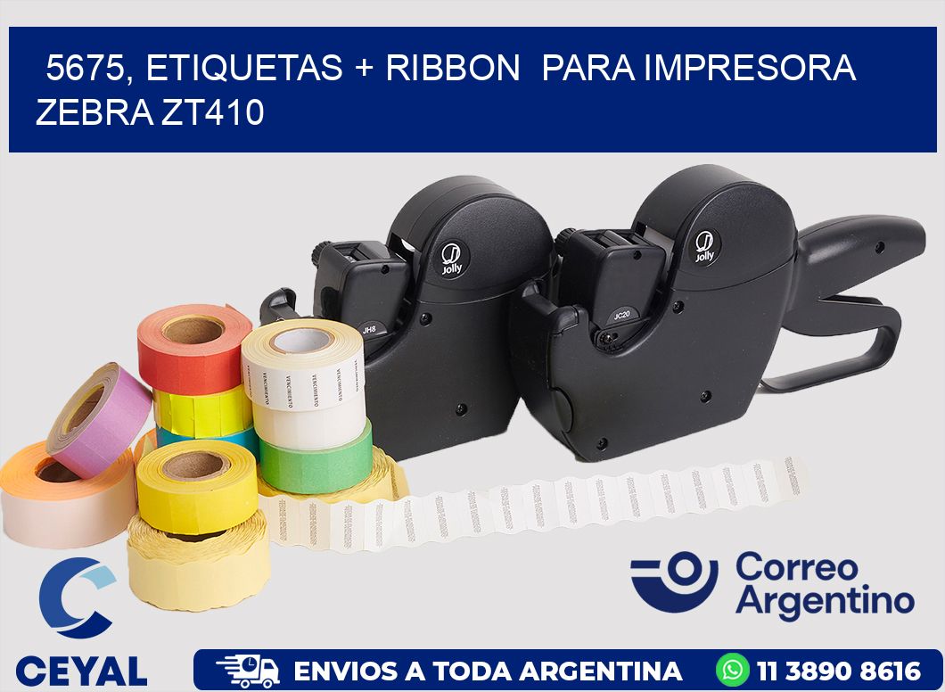 5675, etiquetas + ribbon  para impresora zebra ZT410