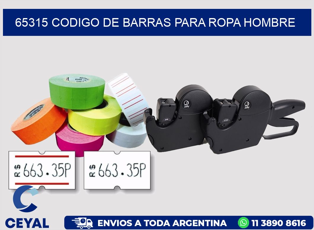 65315 CODIGO DE BARRAS PARA ROPA HOMBRE