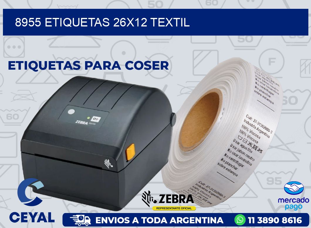 8955 ETIQUETAS 26X12 TEXTIL