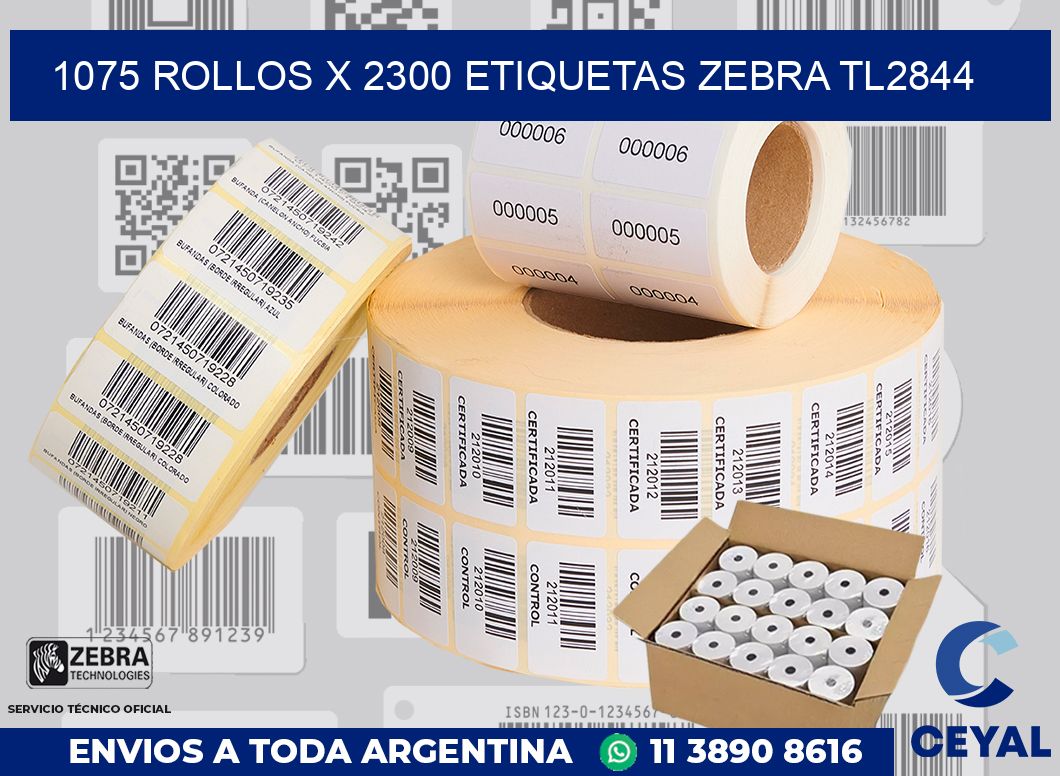 1075 Rollos x 2300 etiquetas zebra tl2844