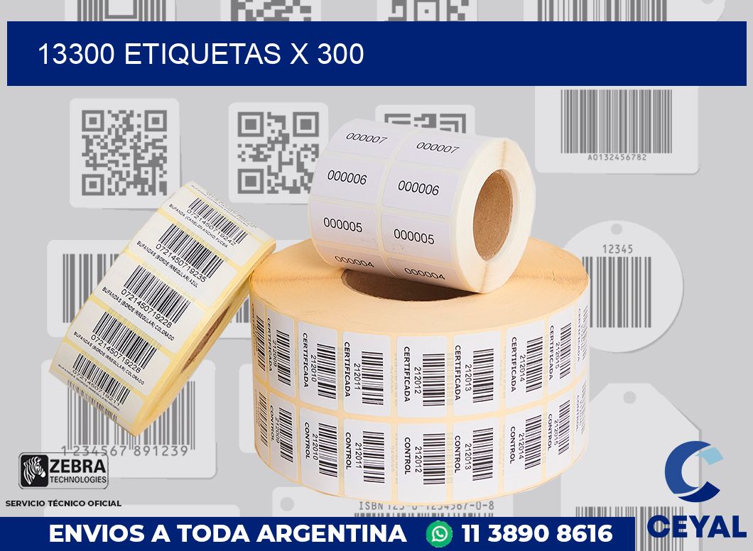 13300 Etiquetas x 300