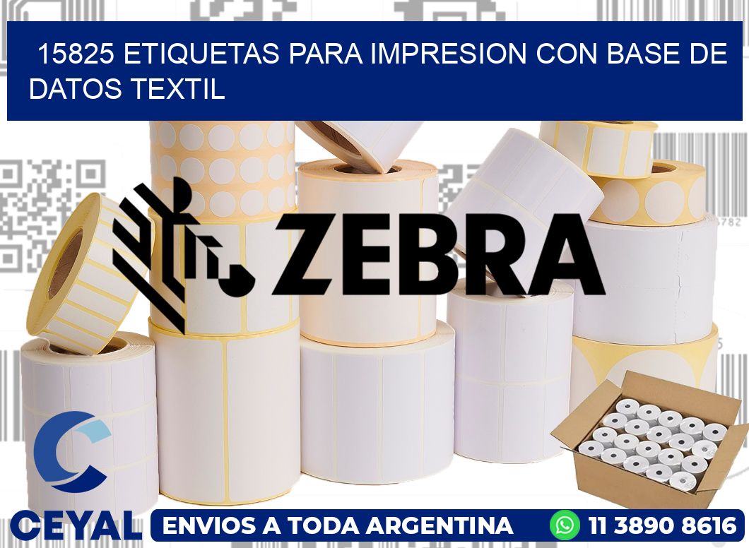 15825 ETIQUETAS PARA IMPRESION CON BASE DE DATOS TEXTIL