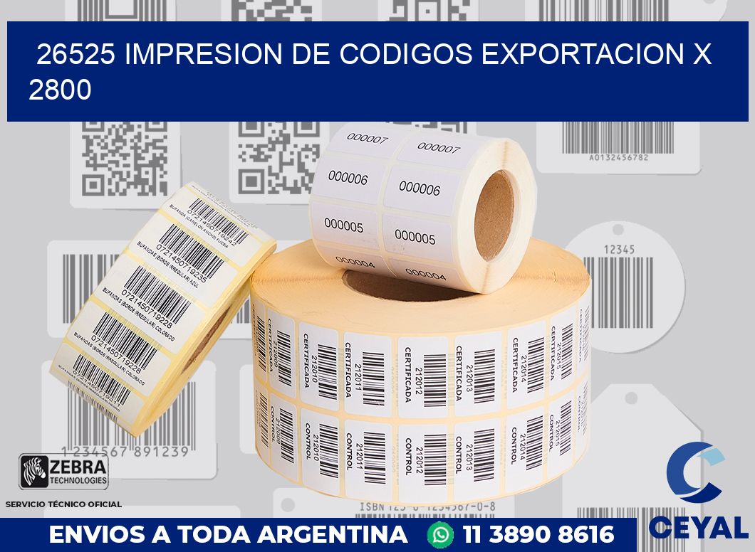 26525 impresion de codigos exportacion x 2800