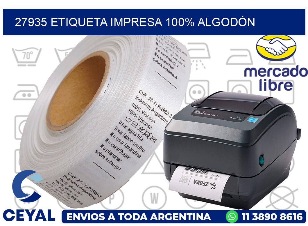 27935 ETIQUETA IMPRESA 100% ALGODÓN