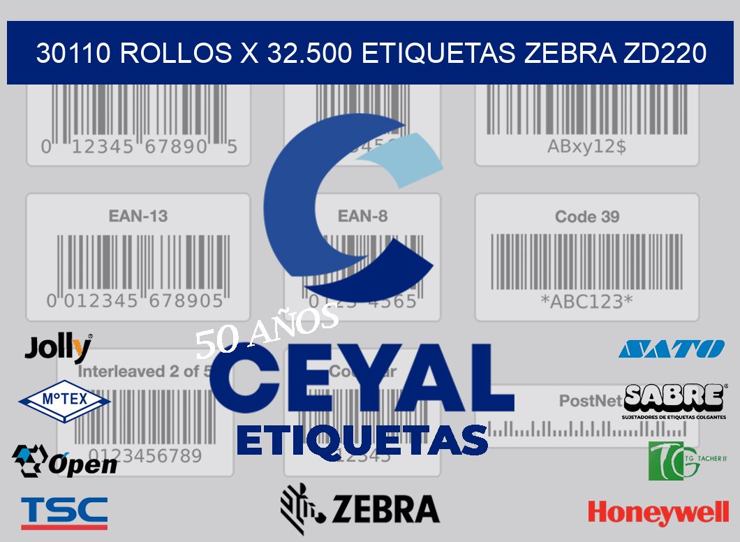 30110 Rollos x 32.500 etiquetas zebra zd220