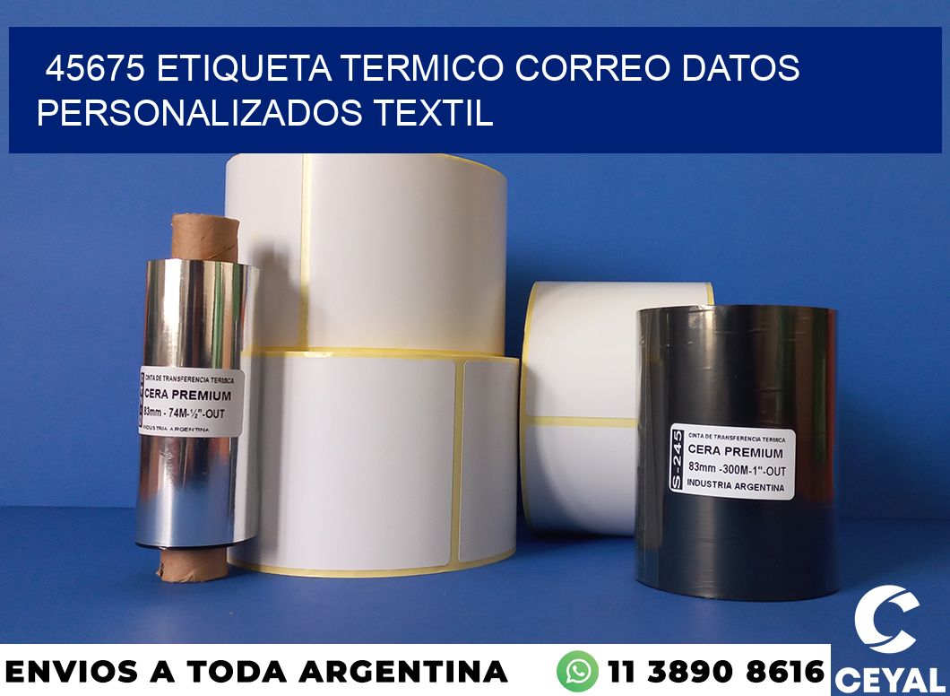 45675 ETIQUETA TERMICO CORREO DATOS PERSONALIZADOS TEXTIL