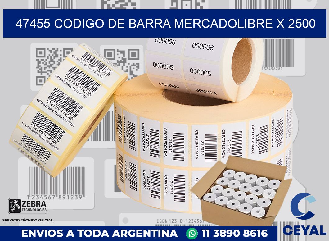 47455 codigo de barra mercadolibre x 2500