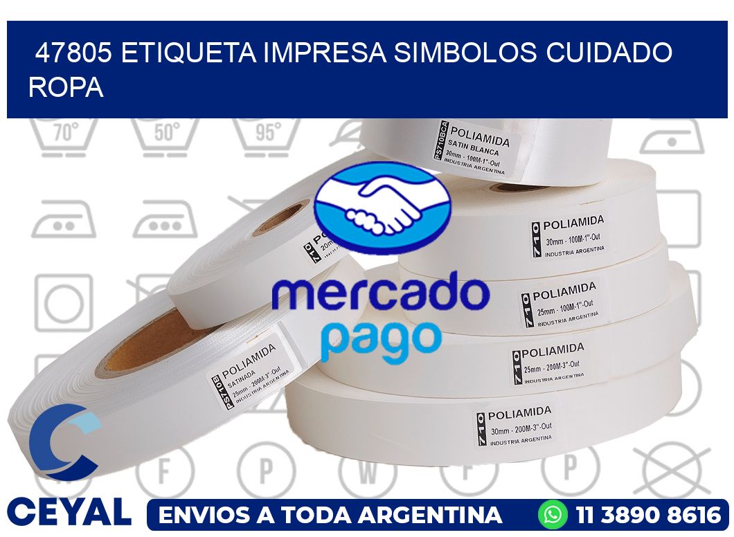 47805 ETIQUETA IMPRESA SIMBOLOS CUIDADO ROPA