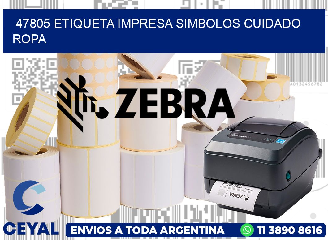 47805 ETIQUETA IMPRESA SIMBOLOS CUIDADO ROPA