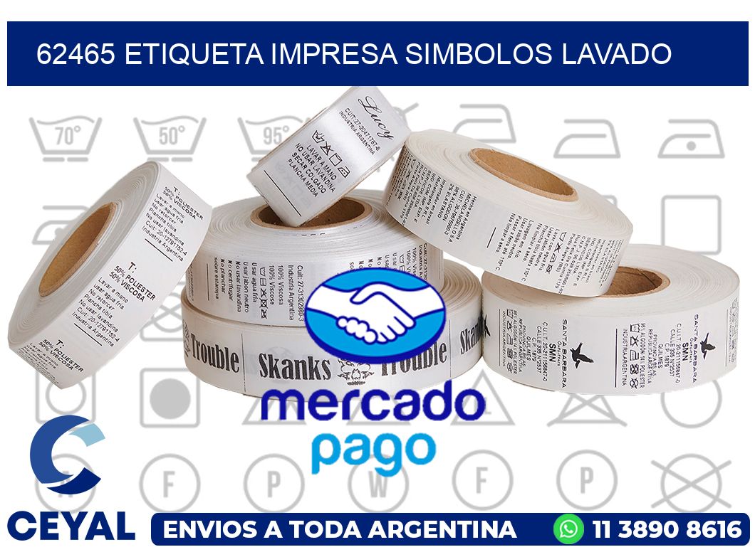 62465 ETIQUETA IMPRESA SIMBOLOS LAVADO