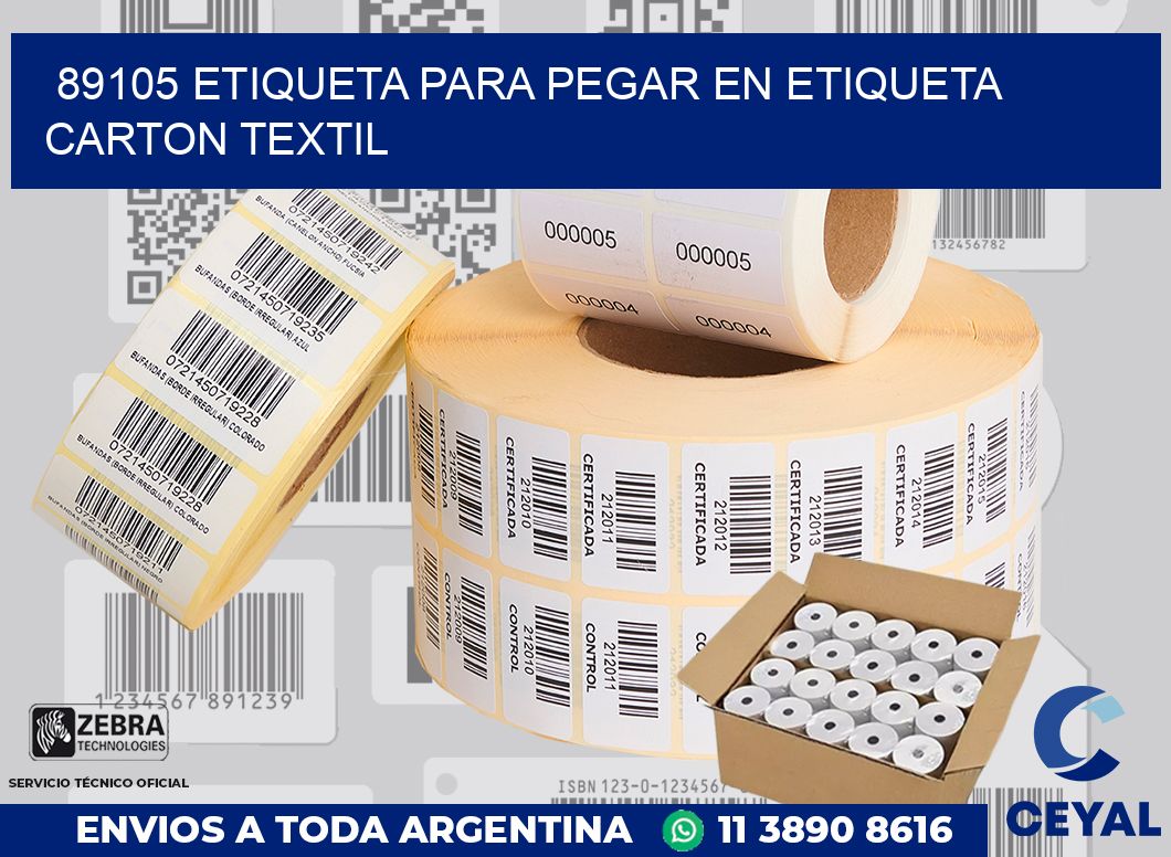 89105 ETIQUETA PARA PEGAR EN ETIQUETA CARTON TEXTIL