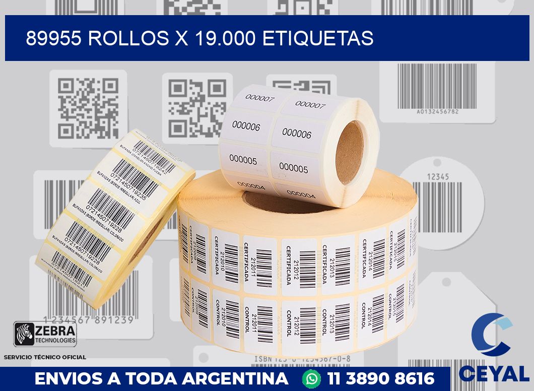 89955 Rollos x 19.000 etiquetas