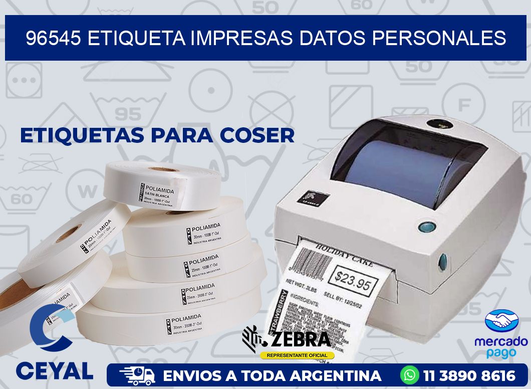 96545 ETIQUETA IMPRESAS DATOS PERSONALES