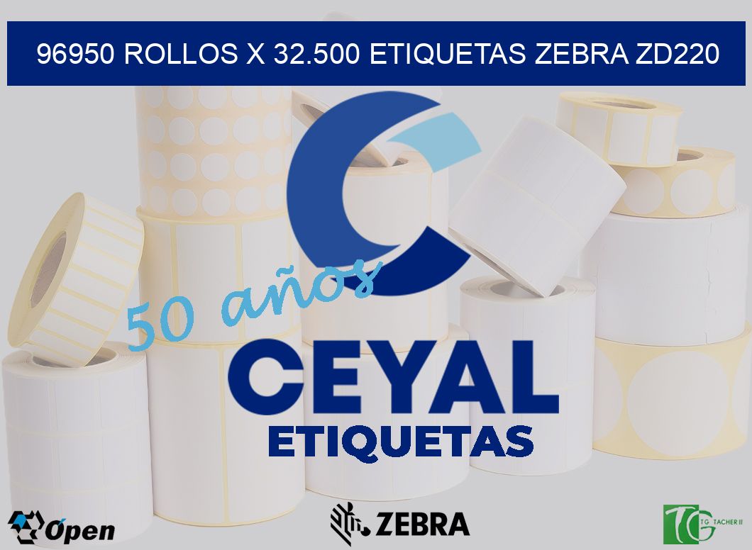 96950 Rollos x 32.500 etiquetas zebra zd220