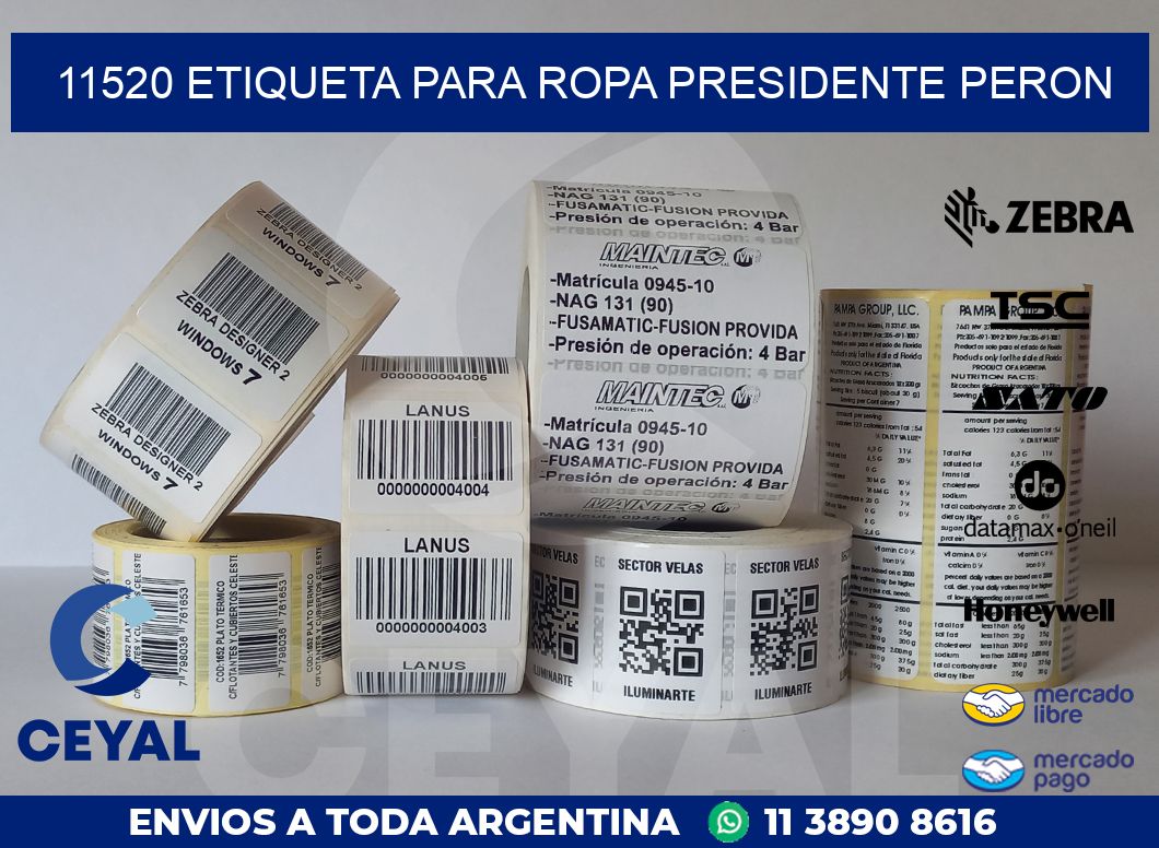 11520 ETIQUETA PARA ROPA PRESIDENTE PERON