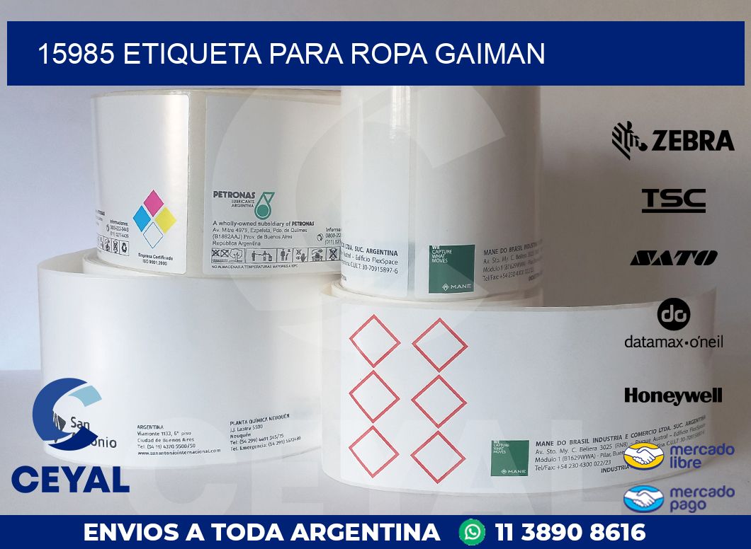 15985 ETIQUETA PARA ROPA GAIMAN