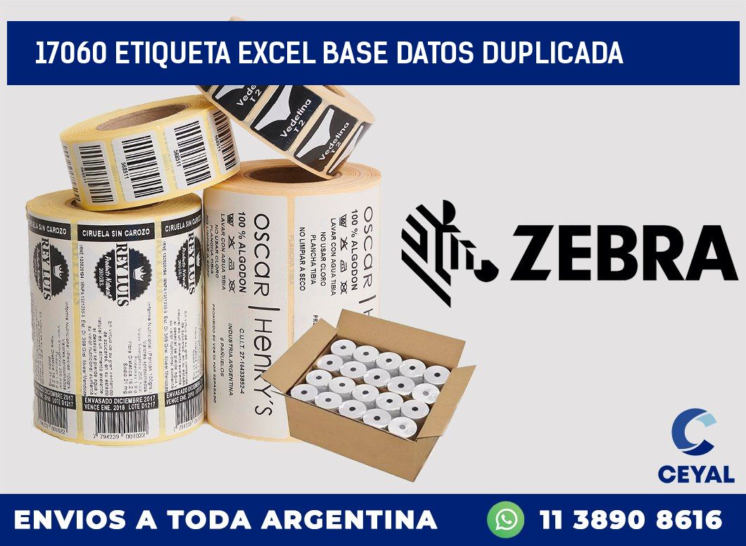 17060 etiqueta excel base datos duplicada