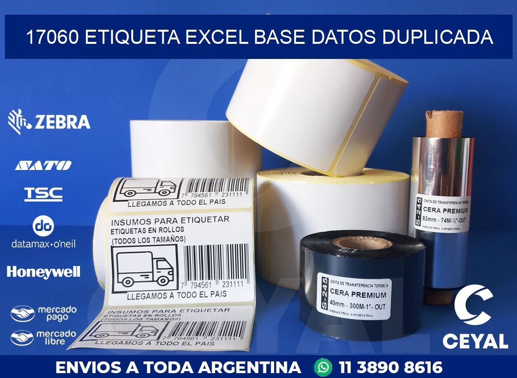 17060 etiqueta excel base datos duplicada