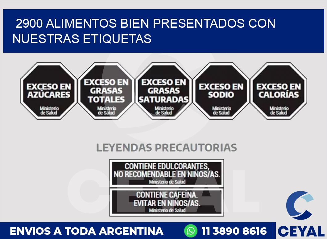 2900 ALIMENTOS BIEN PRESENTADOS CON NUESTRAS ETIQUETAS