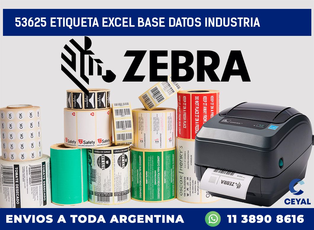 53625 etiqueta excel base datos industria