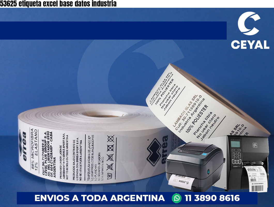 53625 etiqueta excel base datos industria