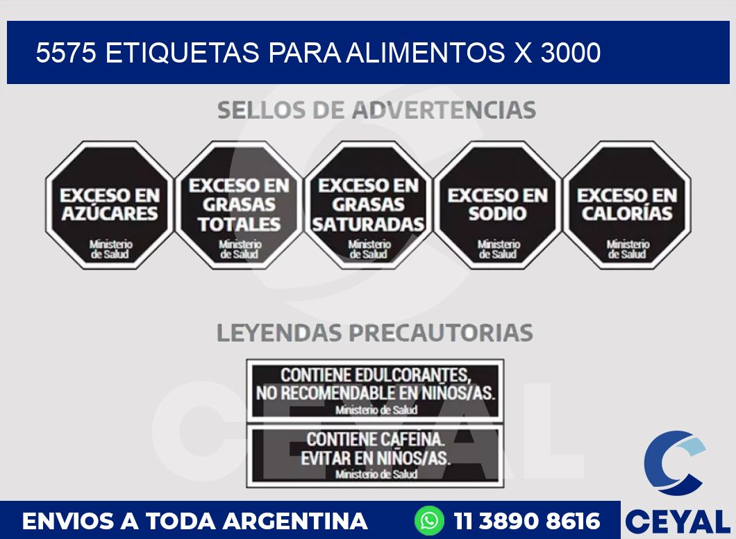 5575 ETIQUETAS PARA ALIMENTOS x 3000