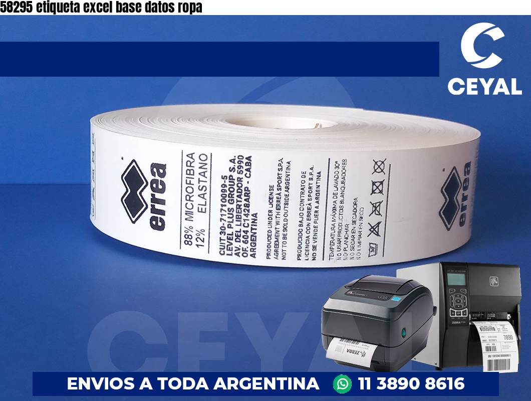 58295 etiqueta excel base datos ropa