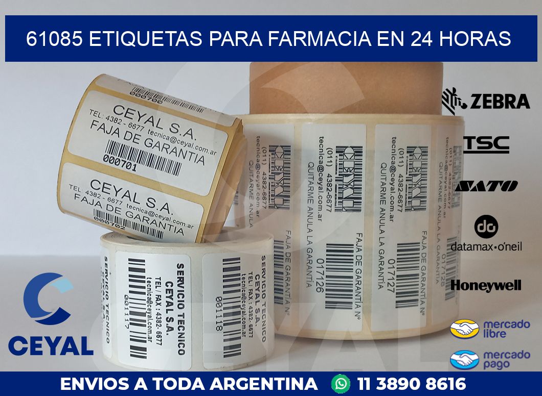 61085 ETIQUETAS PARA FARMACIA EN 24 HORAS