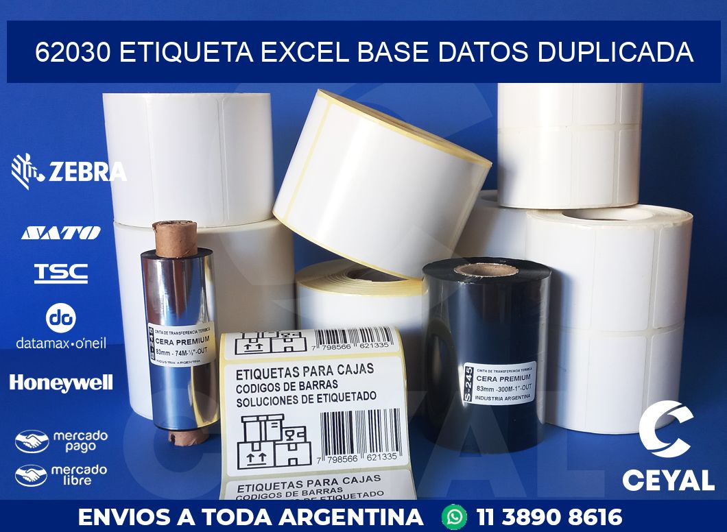 62030 etiqueta excel base datos duplicada