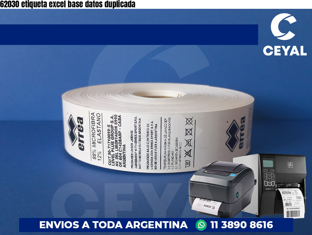 62030 etiqueta excel base datos duplicada