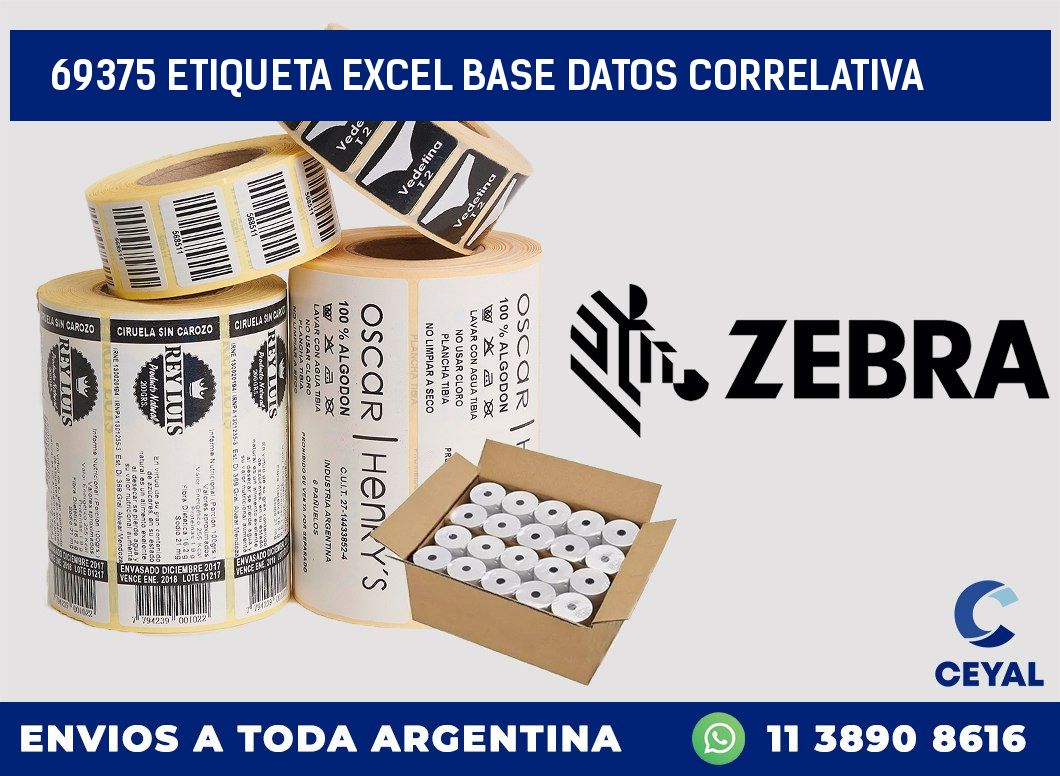 69375 etiqueta excel base datos correlativa