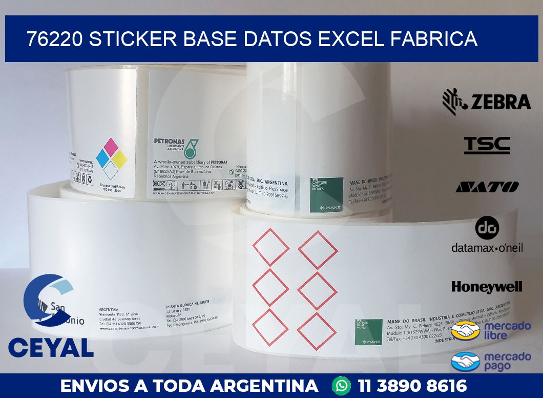 76220 sticker base datos excel fabrica