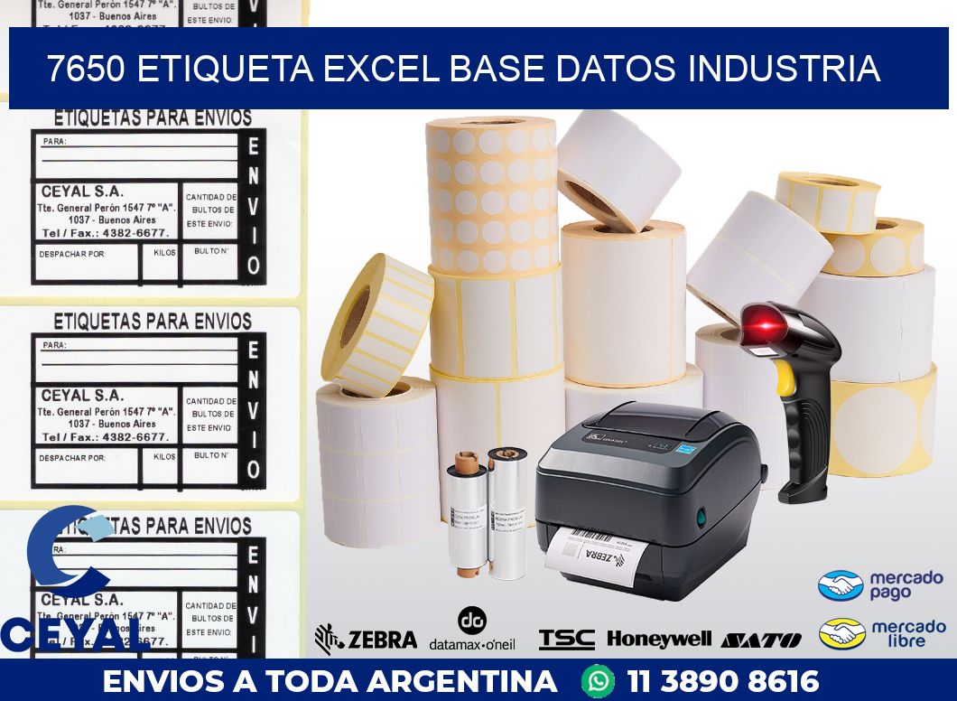 7650 etiqueta excel base datos industria