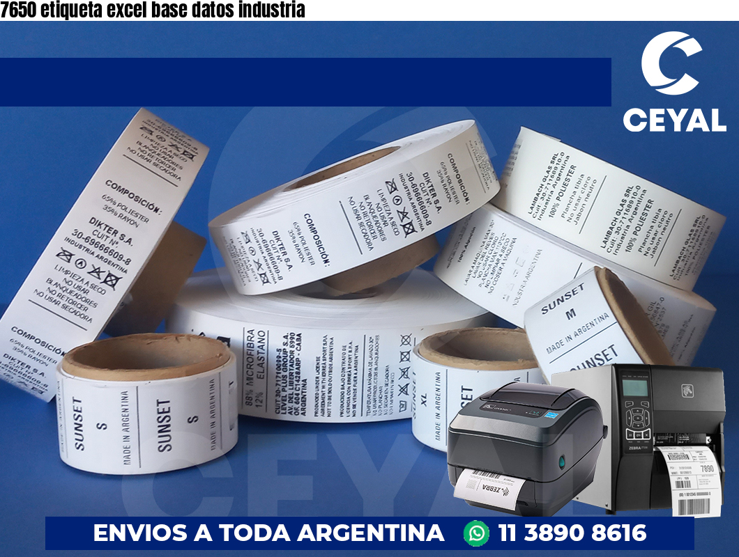 7650 etiqueta excel base datos industria