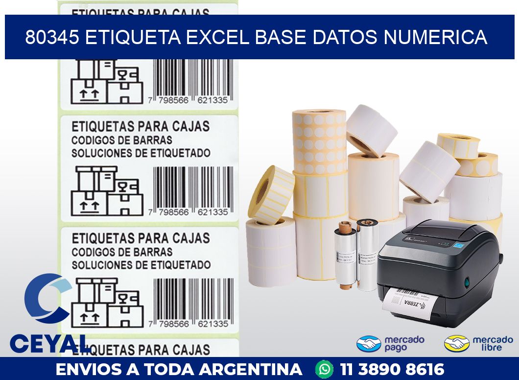 80345 etiqueta excel base datos numerica