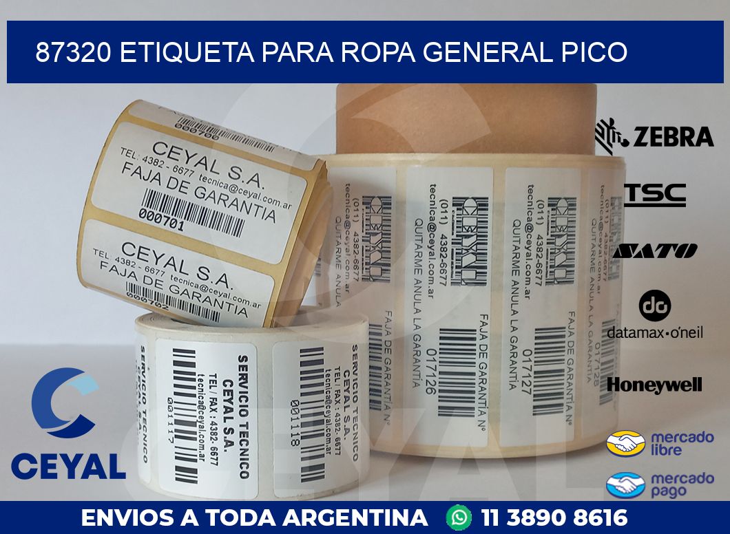 87320 ETIQUETA PARA ROPA GENERAL PICO