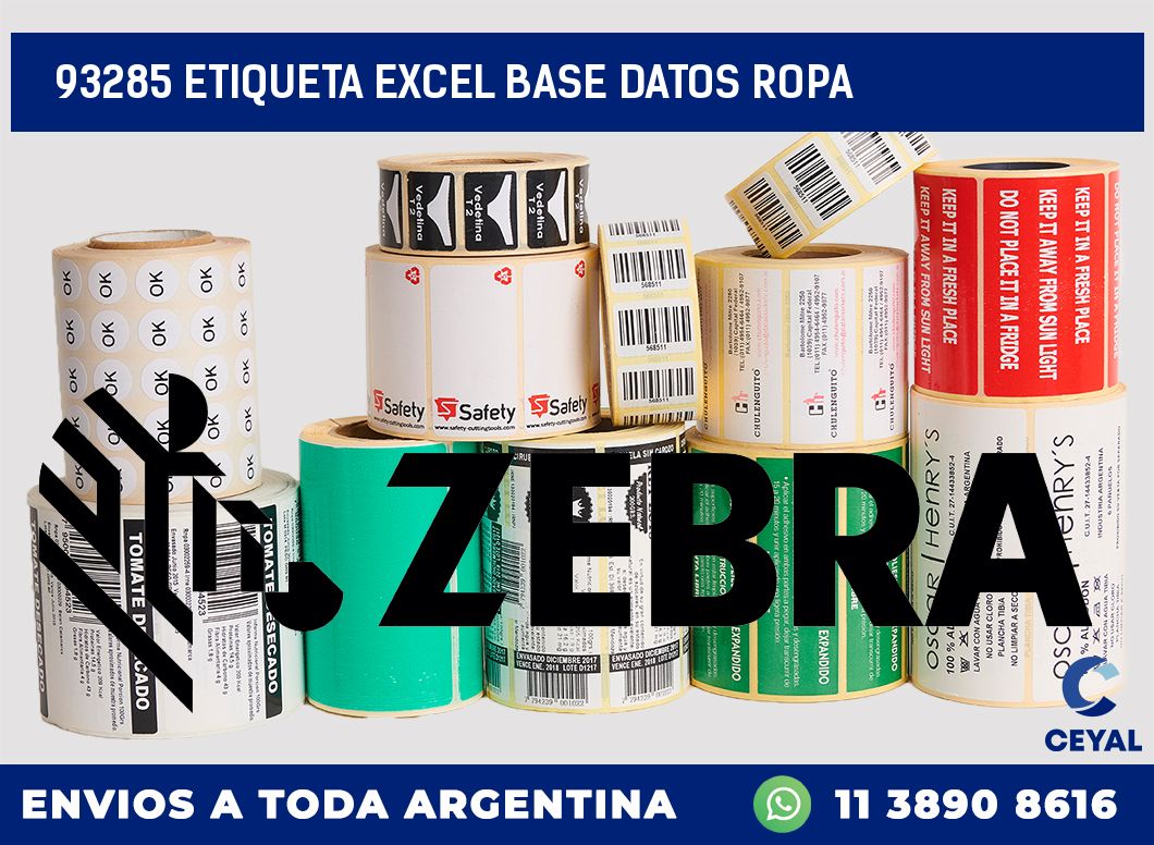 93285 etiqueta excel base datos ropa