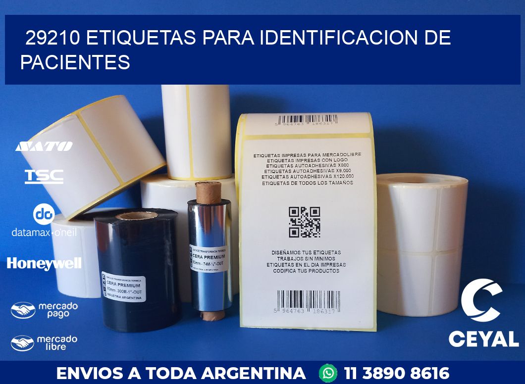 29210 ETIQUETAS PARA IDENTIFICACION DE PACIENTES