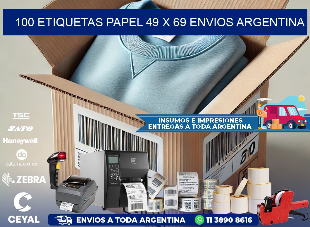 100 ETIQUETAS PAPEL 49 x 69 ENVIOS ARGENTINA