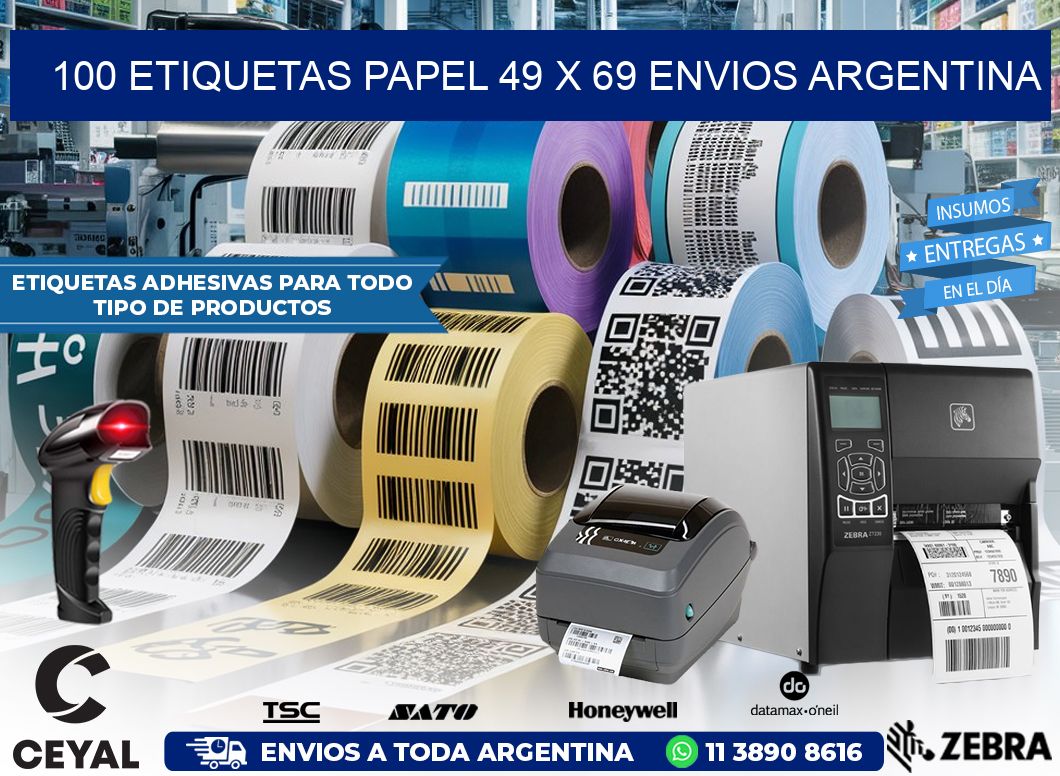 100 ETIQUETAS PAPEL 49 x 69 ENVIOS ARGENTINA