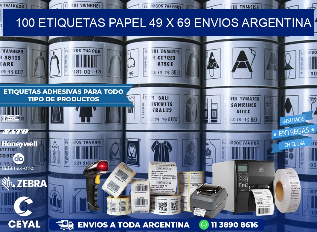 100 ETIQUETAS PAPEL 49 x 69 ENVIOS ARGENTINA