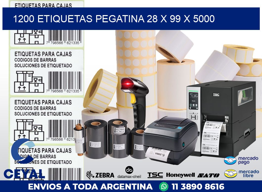 1200 ETIQUETAS PEGATINA 28 x 99 x 5000