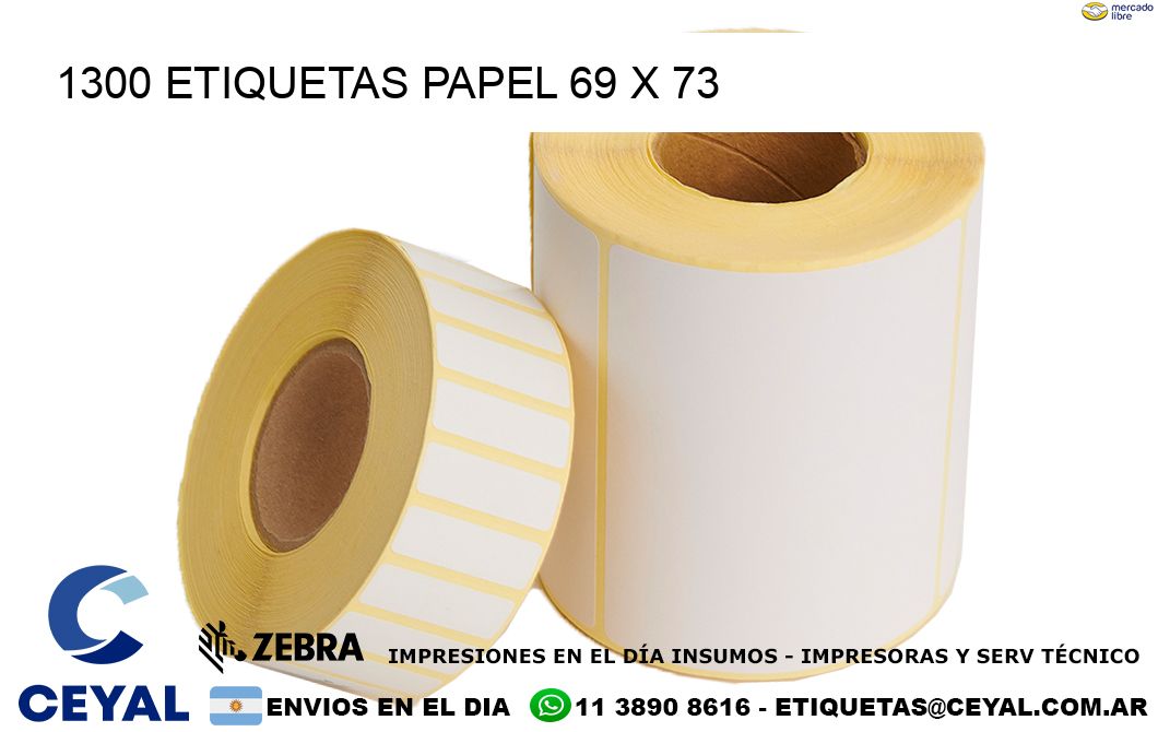 1300 ETIQUETAS PAPEL 69 x 73