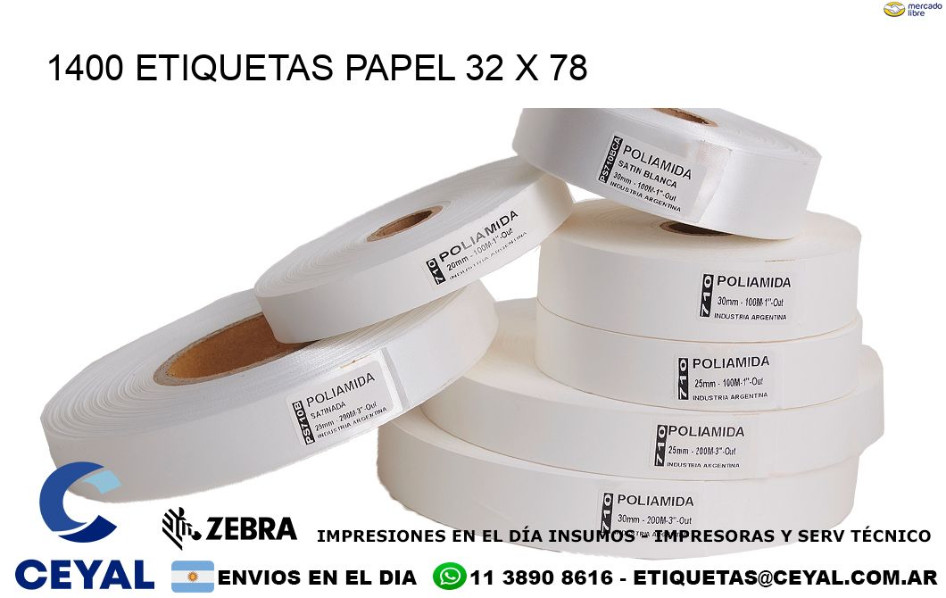 1400 ETIQUETAS PAPEL 32 x 78