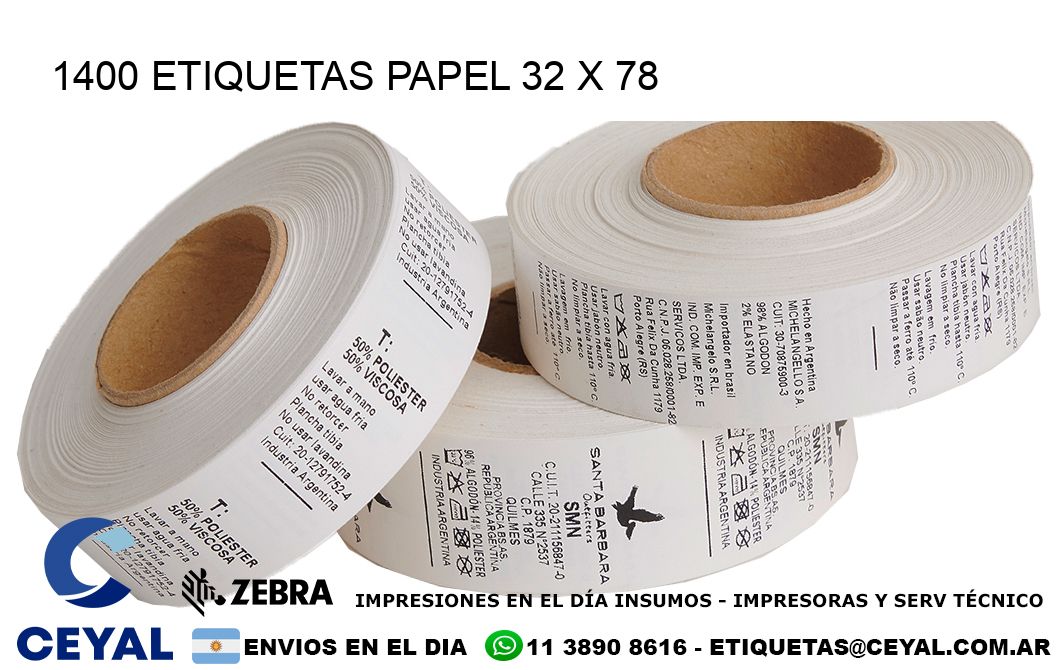 1400 ETIQUETAS PAPEL 32 x 78