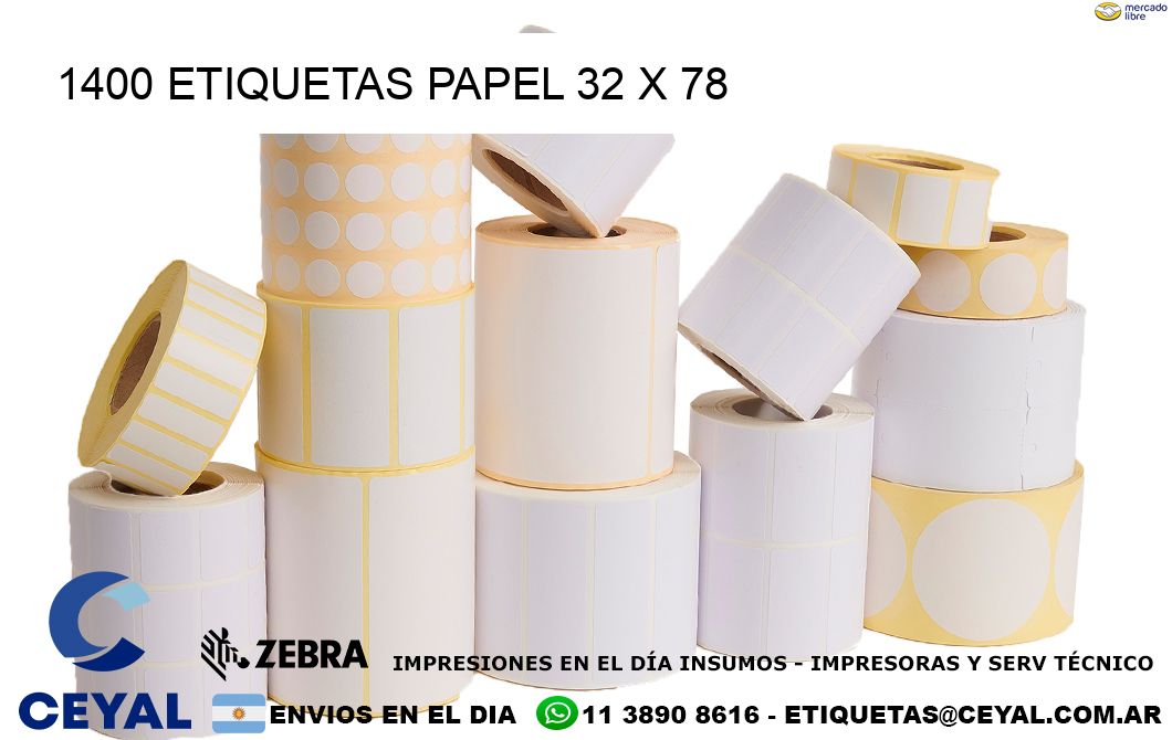 1400 ETIQUETAS PAPEL 32 x 78