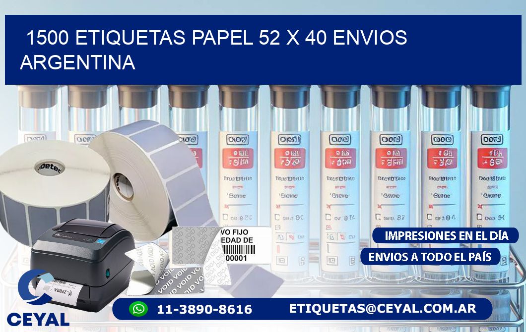 1500 ETIQUETAS PAPEL 52 x 40 ENVIOS ARGENTINA