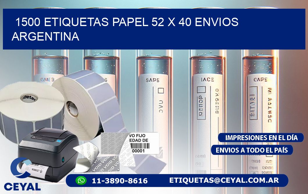 1500 ETIQUETAS PAPEL 52 x 40 ENVIOS ARGENTINA