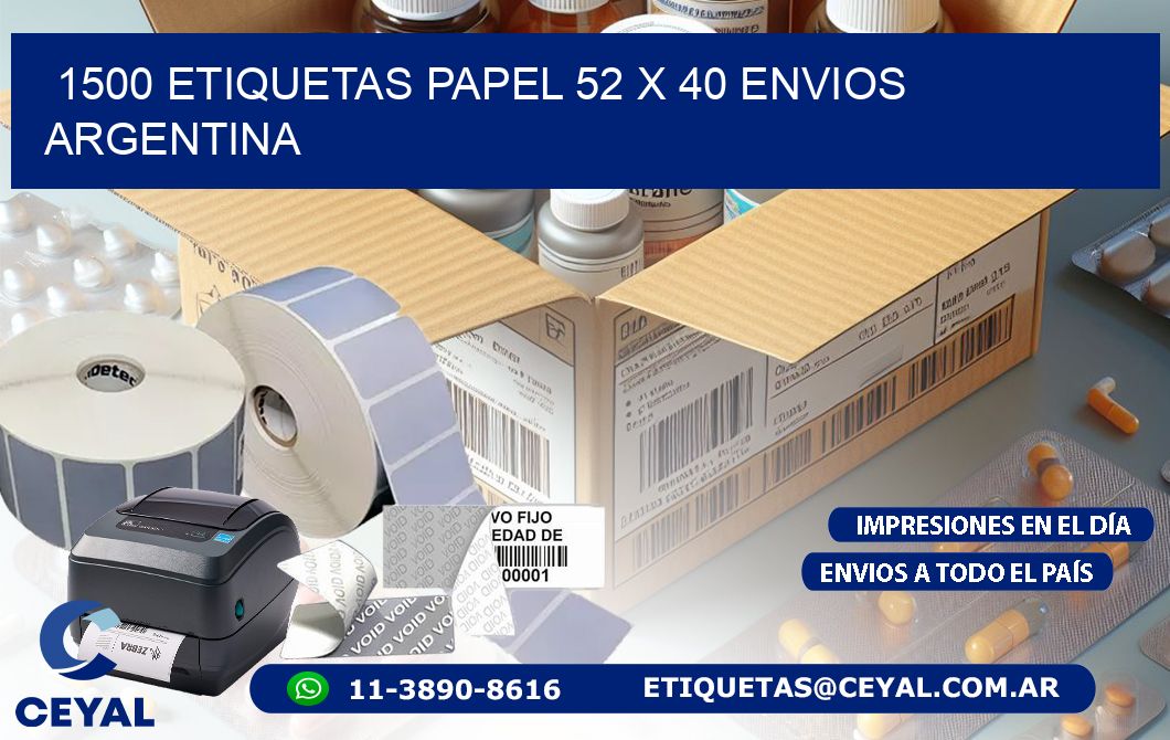 1500 ETIQUETAS PAPEL 52 x 40 ENVIOS ARGENTINA